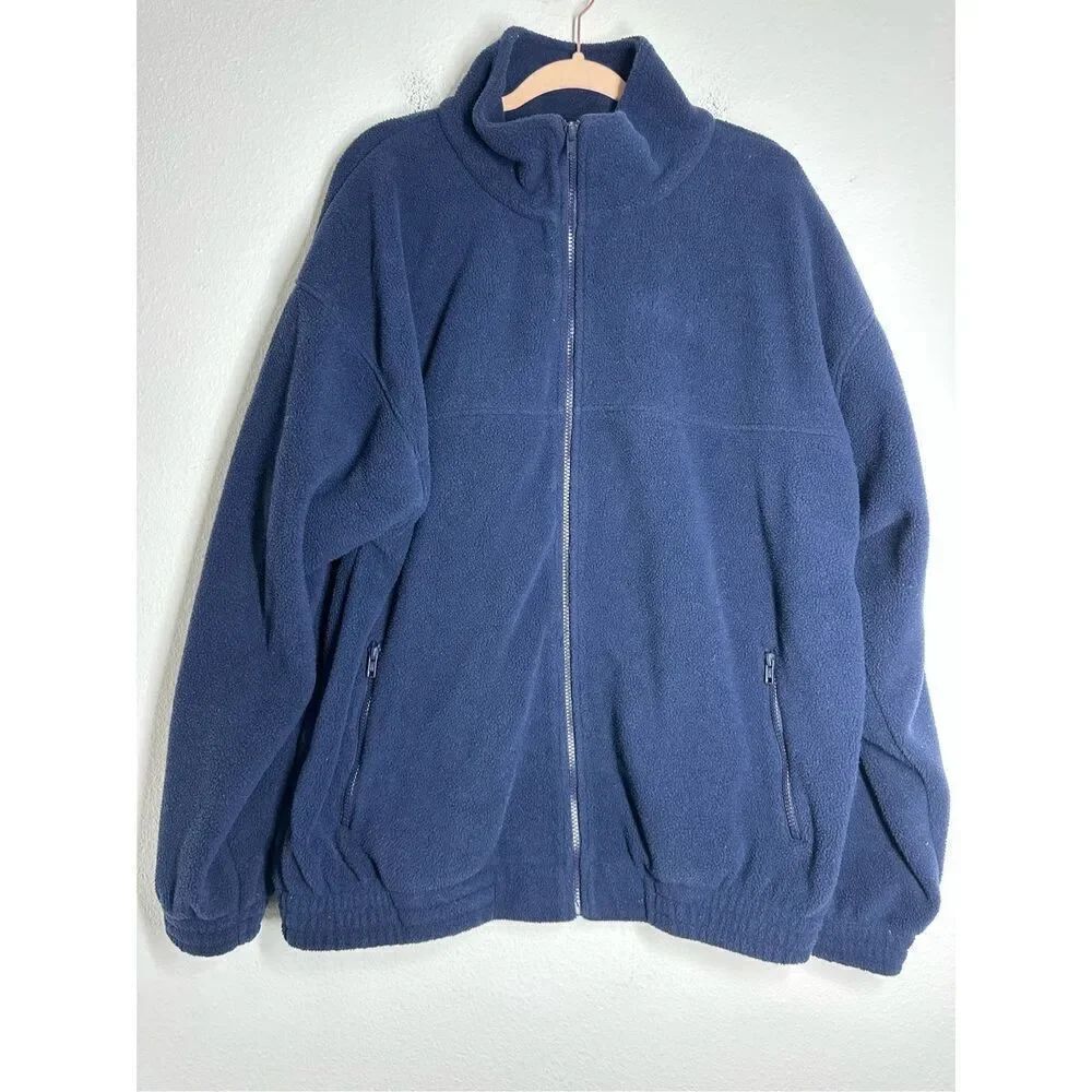 Vintage Tri-Mountain Men’s Full Zip Fleece Jacket Navy Blue Size 2XL